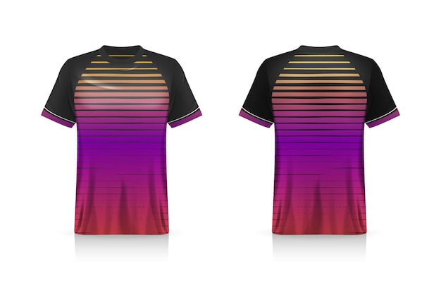 Spezifikation fußball-sportmodell, esports gaming t-shirt jersey-vorlage. uniform verspotten. vektorillustrationsdesign