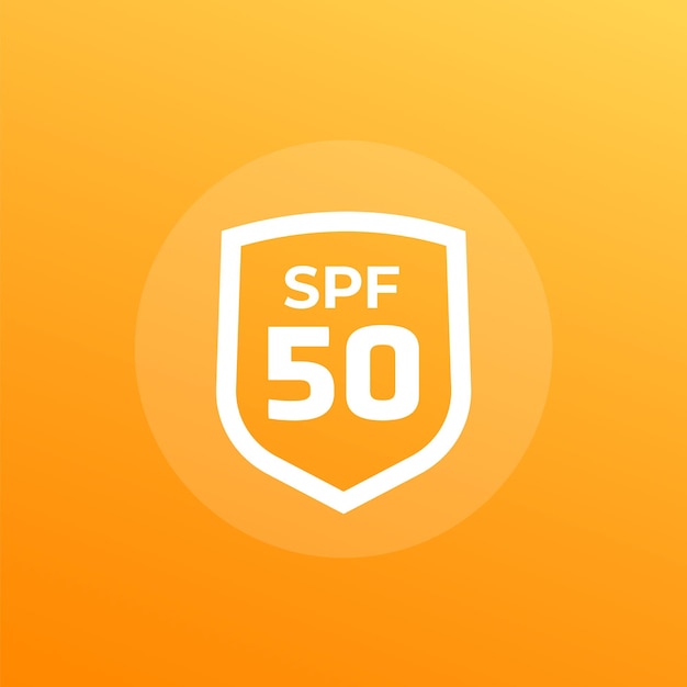 Spf 50-symbol mit einem schild-uv-schutzvektor
