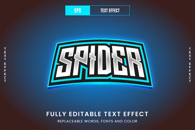 Spider 3d bearbeitbarer vektortexteffekt, esport-logo