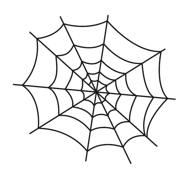 Vektor spiderweb schwarzes lineares symbol halloween-umrisszeichen monochromes spinnennetz dünne linie piktogramm isoliert auf weißem hintergrund dekoratives element für einladungskarten textildruck und design