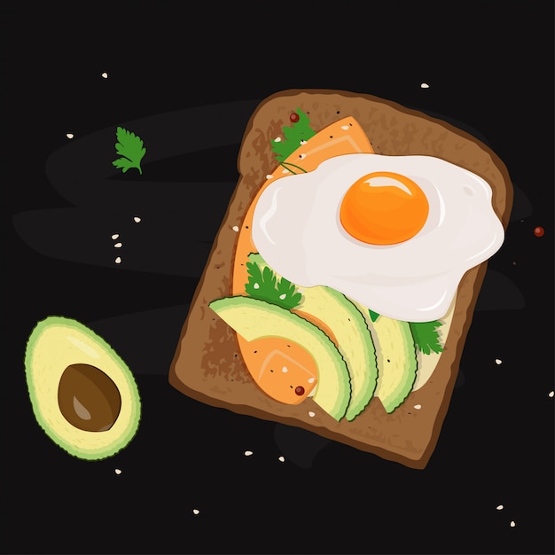 Vektor spiegelei sandwich mahlzeit illustration.