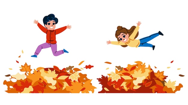 Spiel Herbstkind springt Vektor