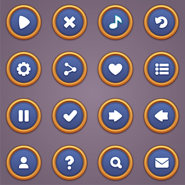 Spiel ui Set von Knöpfen im Cartoon-Stil Gui zum Bau von 2D-Spielen Cartoon Casual Gui Knöpfen-Kit