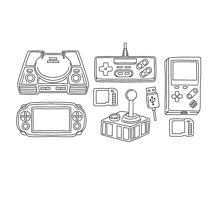 Vektor spiele handgezeichnete doodle-illustrationen vektorset