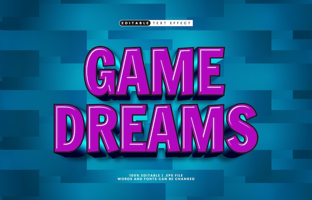 Spiele Träume bearbeitbare Text-Effekt mit einem Helden und Spiel-Text-Stil