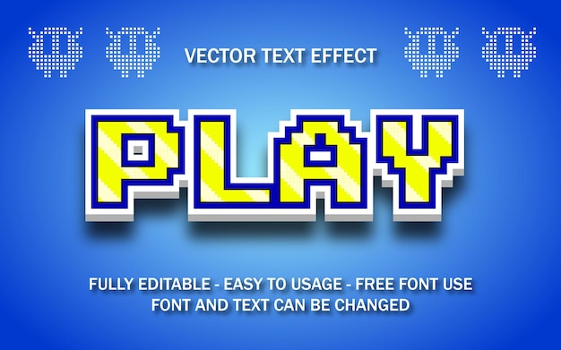 Spielen sie bearbeitbare texteffekt-retro-spiele-vektorillustration der pixelkunst