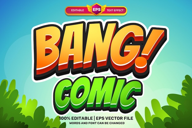 Spielen sie land bang comic cartoon spiel bold 3d editierbarer texteffektstil