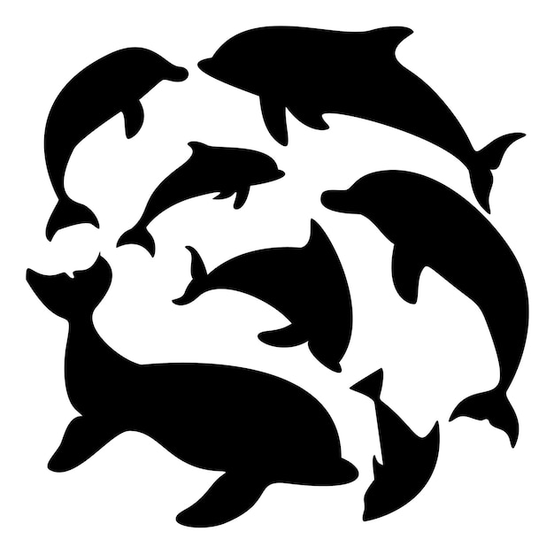 Spielhaftes Delfin-Silhouette-Design für Druck oder Ausschnitt
