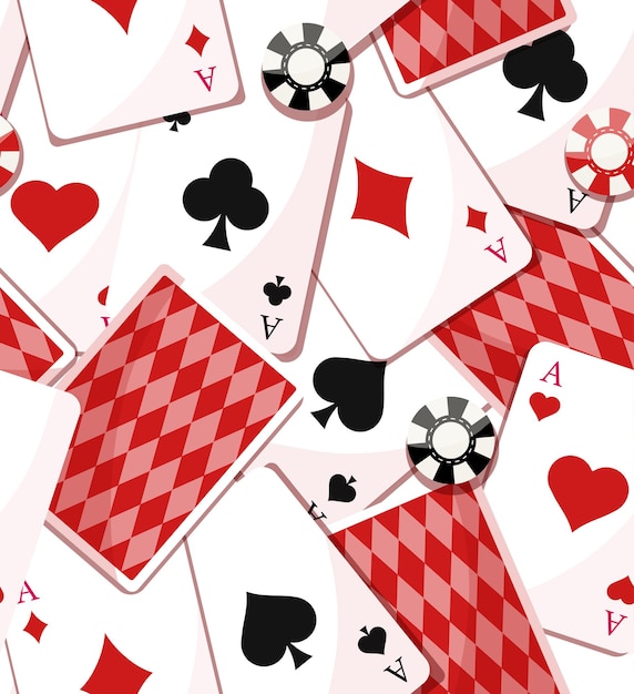 Vektor spielkarten nahtloses muster wiederholendes designelement zum drucken auf stoffverpackung für poker und