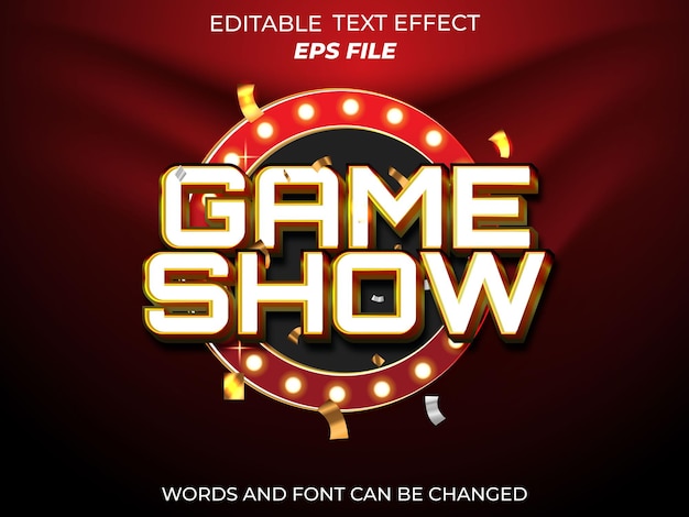 Spielshow-Texteffekt-Schriftart, bearbeitbare Typografie, 3D-Textvektorvorlage