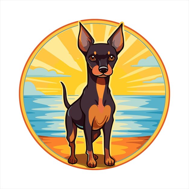 Spielzeug-Manchester-Terrier-Hundesrasse Cute Cartoon Kawaii Charakter Strand Sommer Tier Haustier Aufkleber