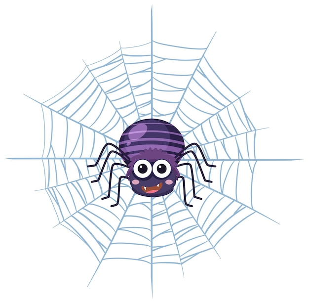 Spinne auf spinnennetz isoliert cartoon