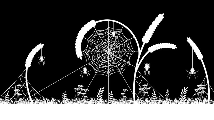 Spinnennetz auf dunklem Hintergrund Halloween-Design-Elemente Spooky Scary Horror Decor Vector