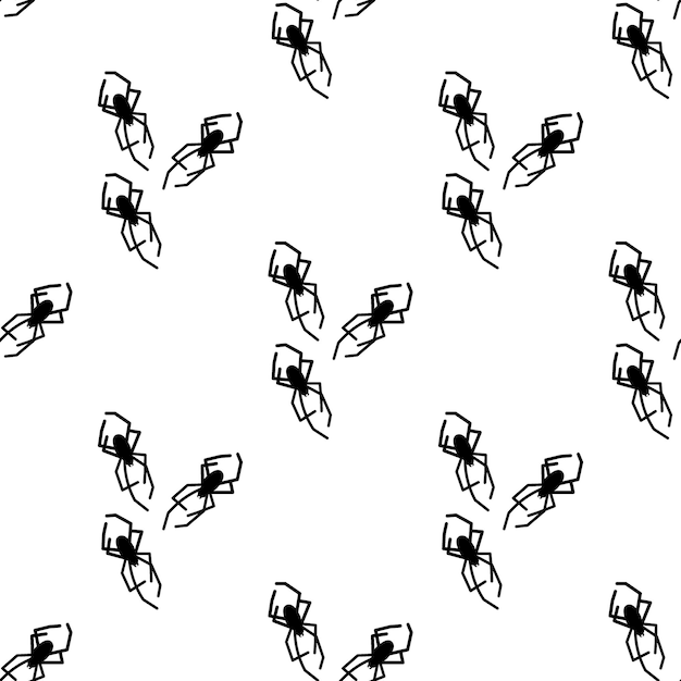 Spinnenvektor nahtloses Muster auf weißem Hintergrund Insektenmusterdruck auf Textilpapier
