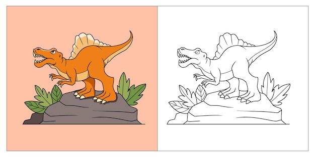 Spinosaurus-malbuch für kinder im 2d-cartoon-stil