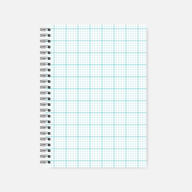 Spiralgitter-gefüttertes notebook-modell. drahtgebundenes notizblockmodell aus quadratischem papier mit querschnitt