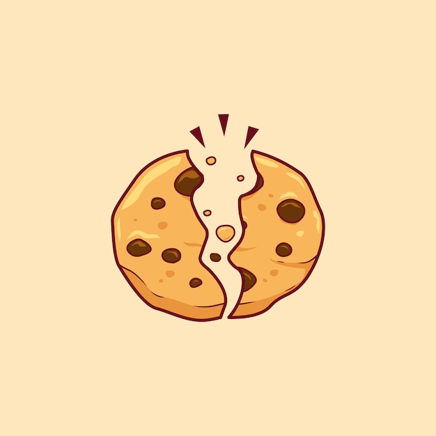 Split Chocolate Chips Cookie Illustration Gebäck Kuchen Lebensmittel Snack Vektor