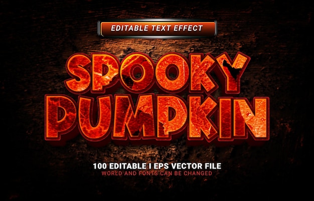 Spooky Kürbis 3D-Stil Texteffekt Hintergrunddesign