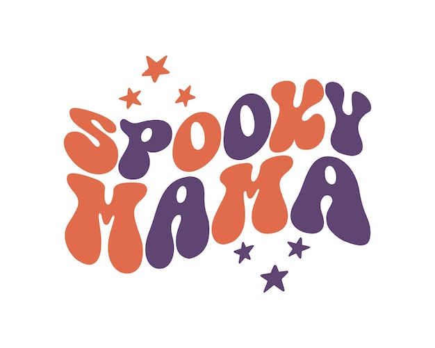 Spooky Mama Halloween Zitat Retro wellig 3D Typografie Sublimation SVG auf weißem Hintergrund