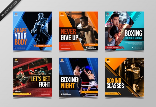 Vektor sport boxing instagram post sammlung vorlage