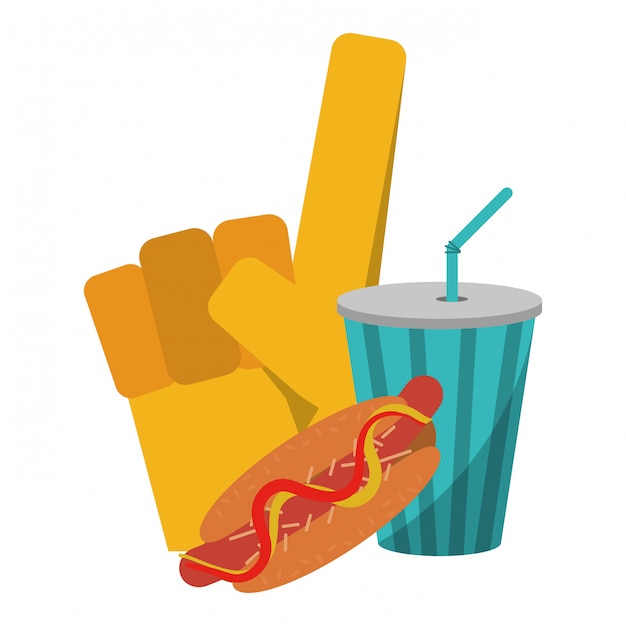 Sport fan handschuh soda cup und hot dog