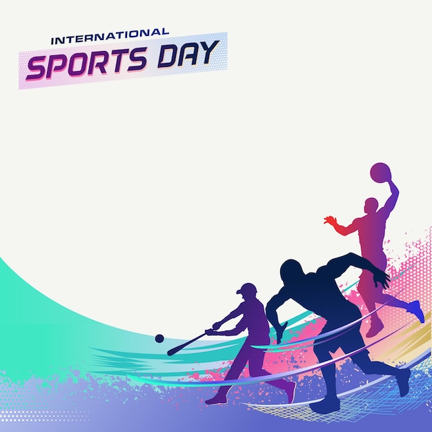 Sport-hintergrund-vektor internationaler tag des sports illustrationsgrafikdesign für die dekoration von geschenkgutscheinen, bannern und flyern