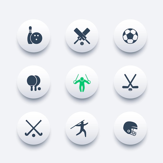 Sport, spiele, wettbewerb rund um moderne symbole, vektorillustration