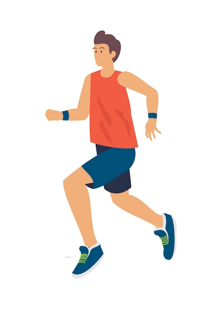 Sportaktivität Ein Mann läuft Einfache flache Illustration
