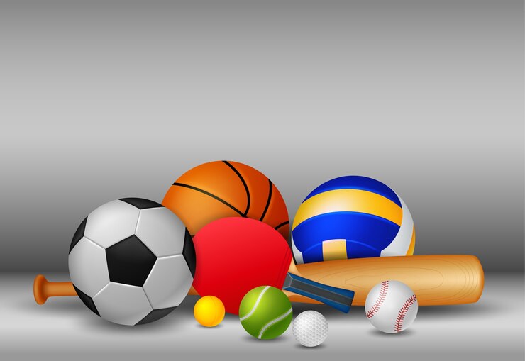 Sportausrüstung mit Hintergrundillustration