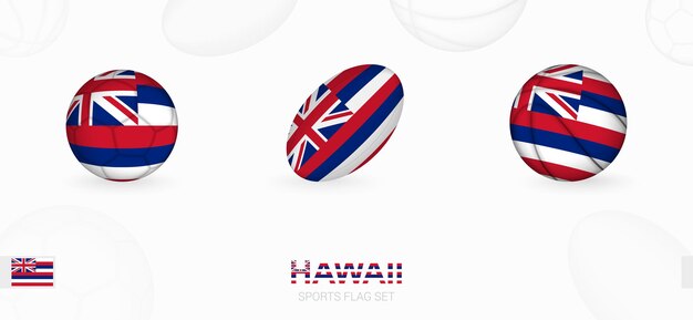 Sportikonen für fußball, rugby und basketball mit der flagge von hawaii.