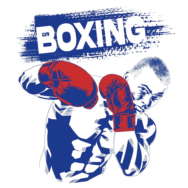 Sportler muskulöser boxer kämpft boxen, illustration des boxsportkonzepts