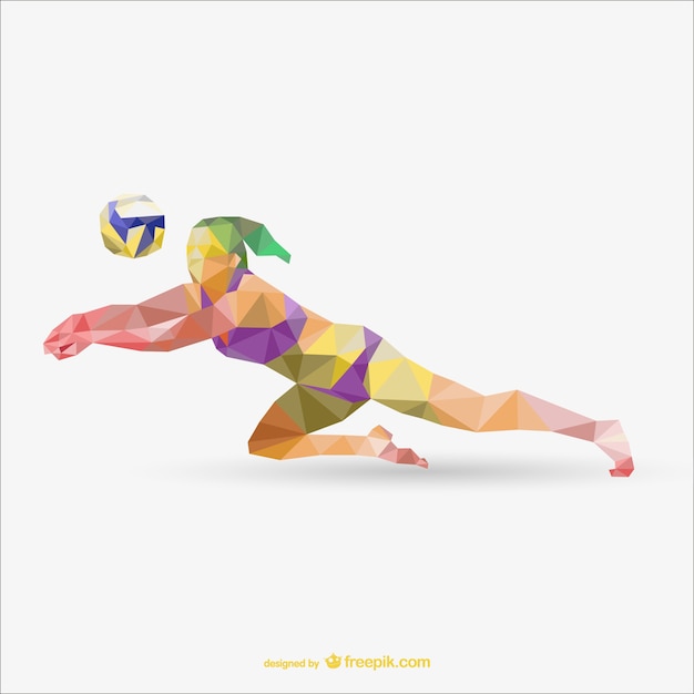 Sportlerin spiel voleyball geometrie vektor