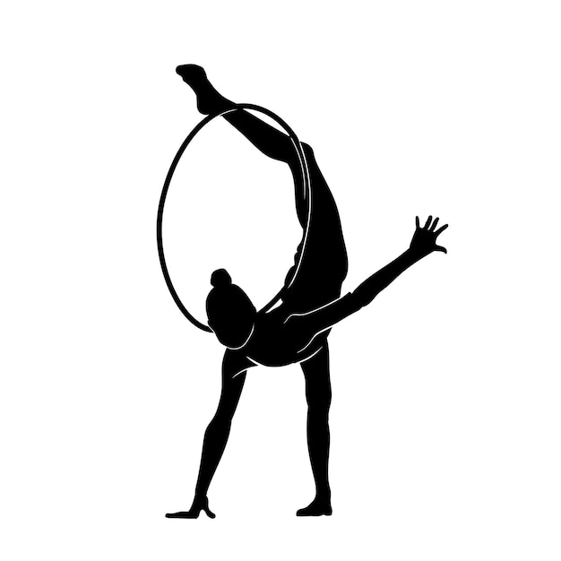 Vektor sportliches mädchen rhythmische gymnastik-künstlerausbildung isoliert