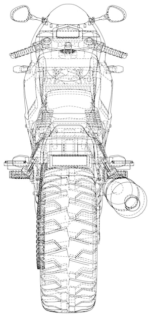 Vektor sportmotorrad technischer wireframe-eps-formatvektor erstellt aus d