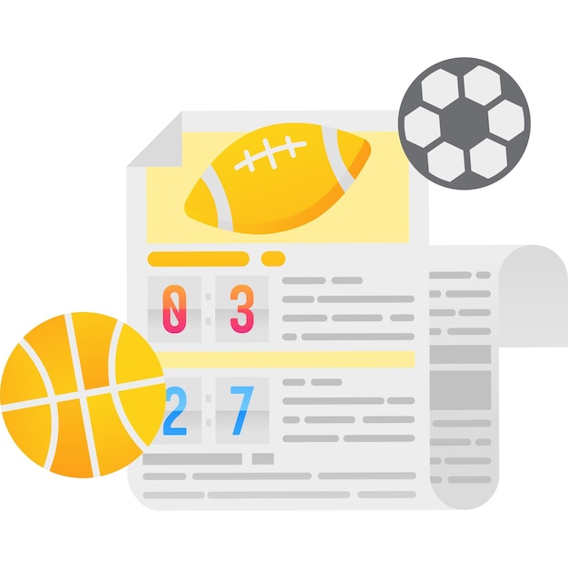 Sportnachrichten-broadcast-vektor game score reportage-symbol weltweite übertragung online und im internet beschreibung der american football-baseball-fußball- oder basketball-meisterschaft in den medien Premium-Vektor