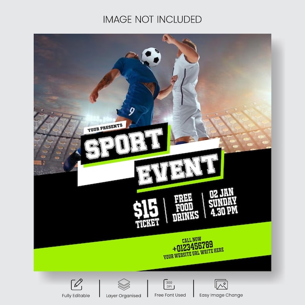 Sportveranstaltungen, soziale Medien und Instagram-Post-Banner-Vorlage Fitness-Workout Social-Media-Anzeigen-Design