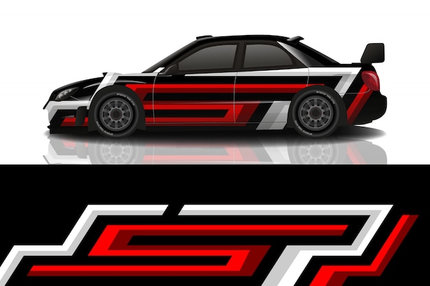 Sportwagen aufkleber wrap design vektor