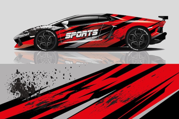 Sportwagen-Aufkleber-Wrap-Design-Vektor