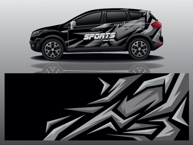 Sportwagen aufkleber wrap design vektor