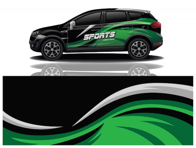 Sportwagen aufkleber wrap design vektor