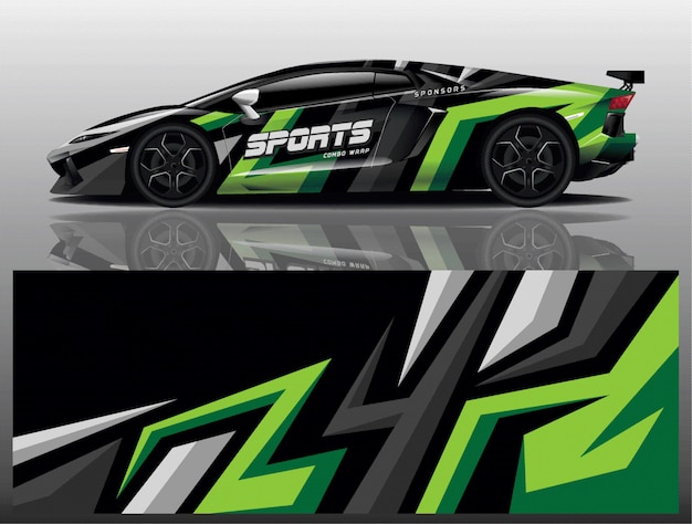 Sportwagen aufkleber wrap design vektor