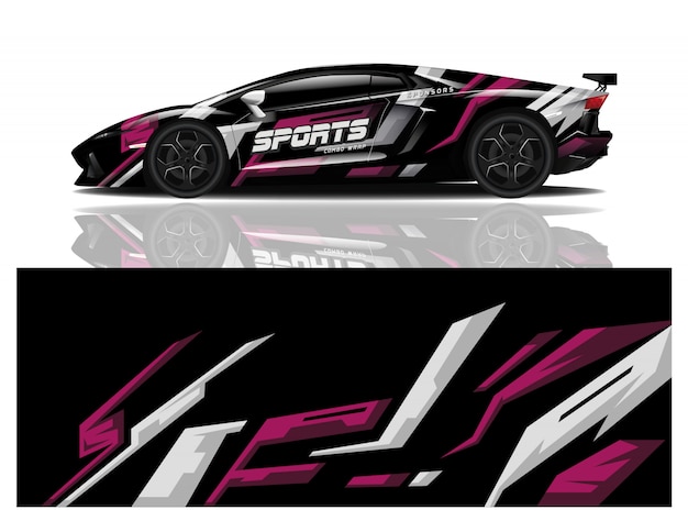 Sportwagen aufkleber wrap design vektor