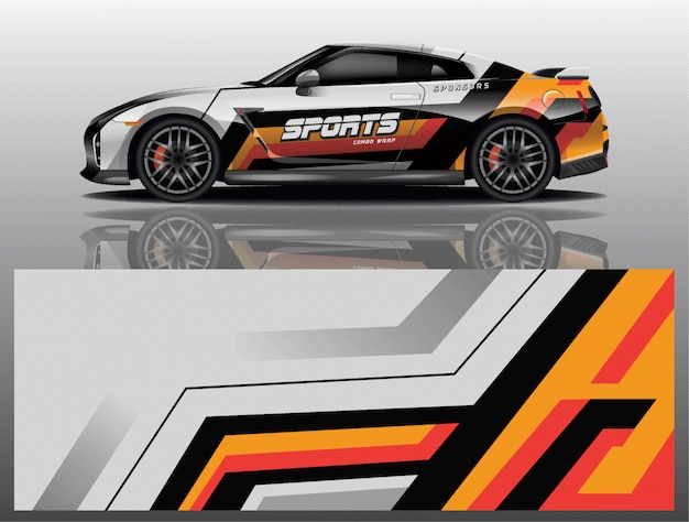 Sportwagen aufkleber wrap design vektor