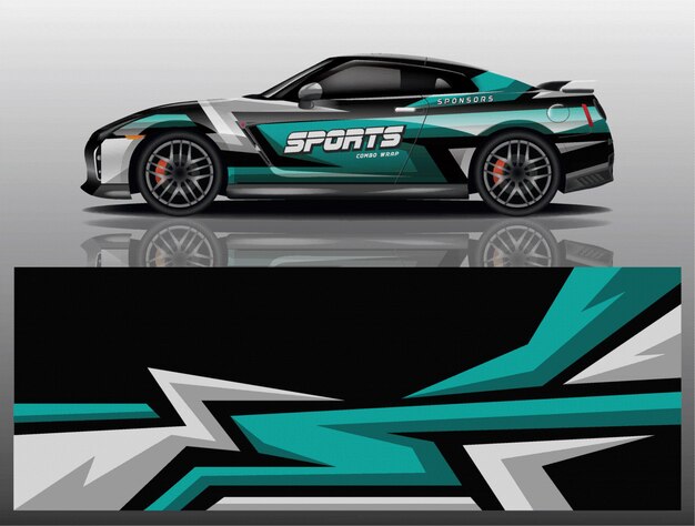 Sportwagen aufkleber wrap design vektor