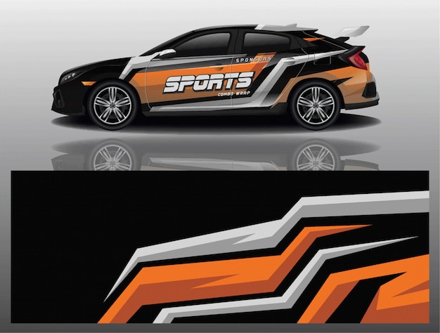 Sportwagen aufkleber wrap design vektor