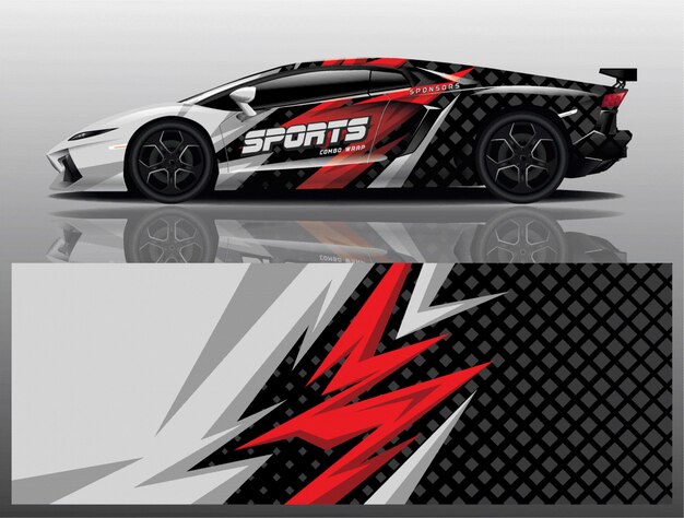 Sportwagen aufkleber wrap design vektor