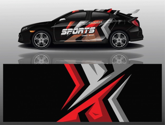 Sportwagen aufkleber wrap design vektor