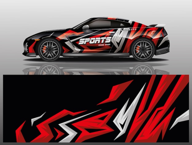 Sportwagen aufkleber wrap design vektor