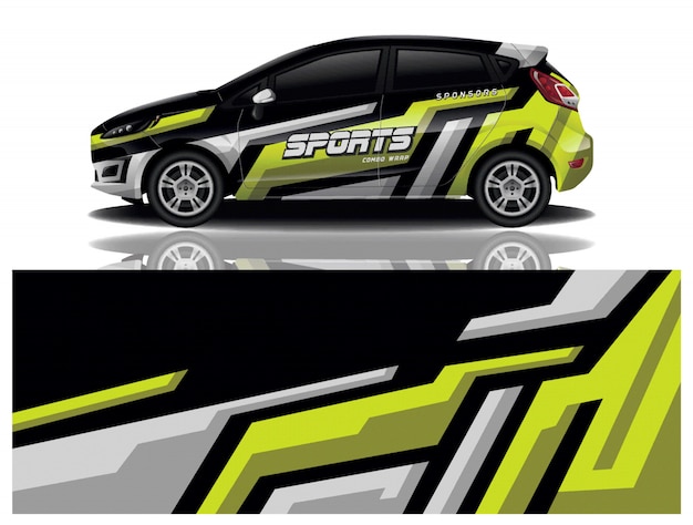 Sportwagen aufkleber wrap design vektor