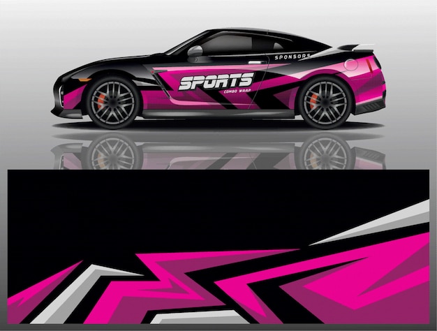 Sportwagen aufkleber wrap design vektor